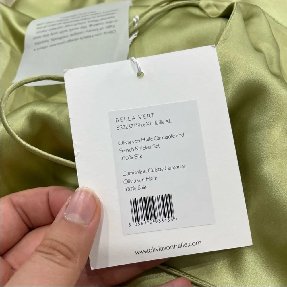 Olivia von Halle Light Green Silk Satin Cami & Shorts Set